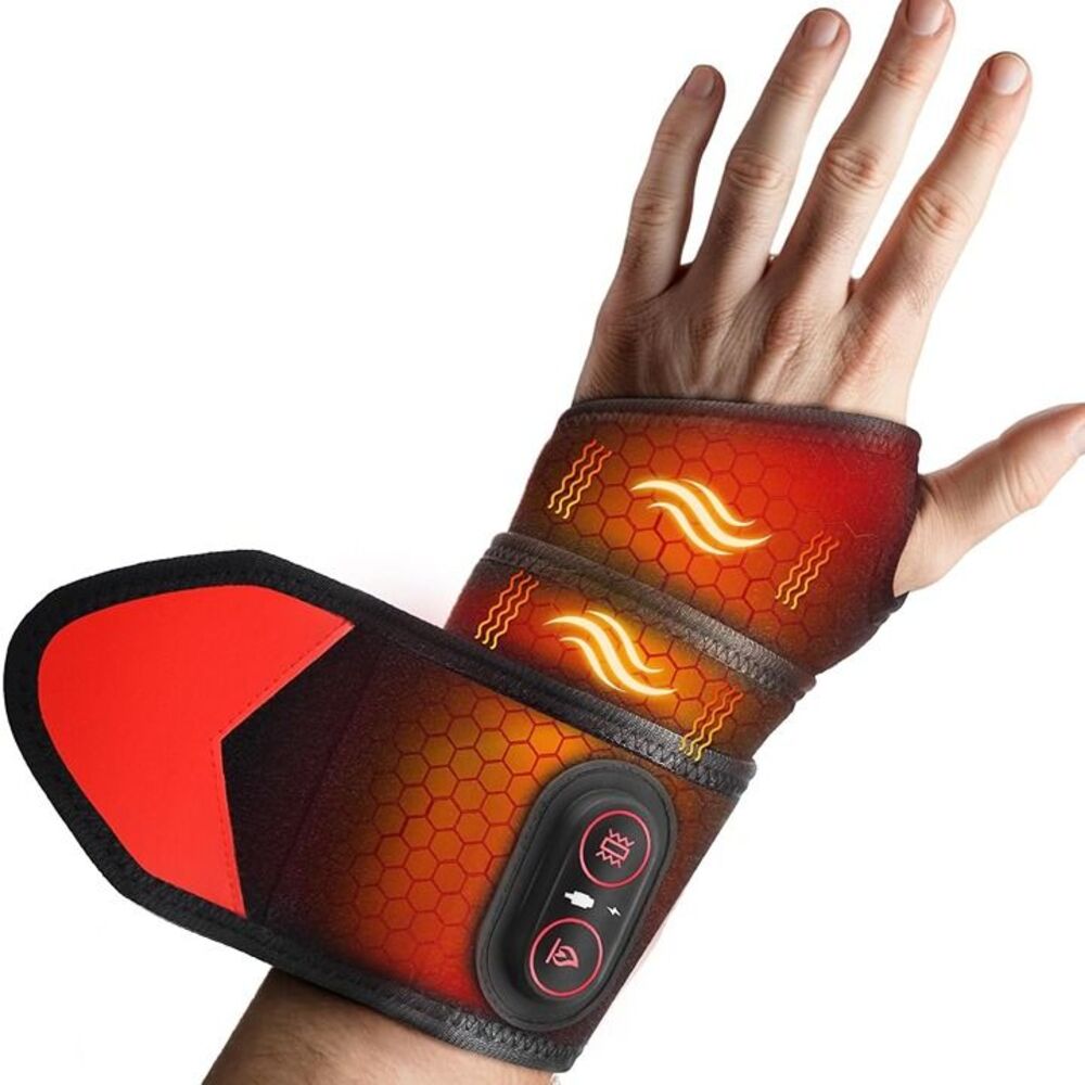 Cordless Wrist Heating Pad, Wrist Massager with 3 Heat & 3 Vibration